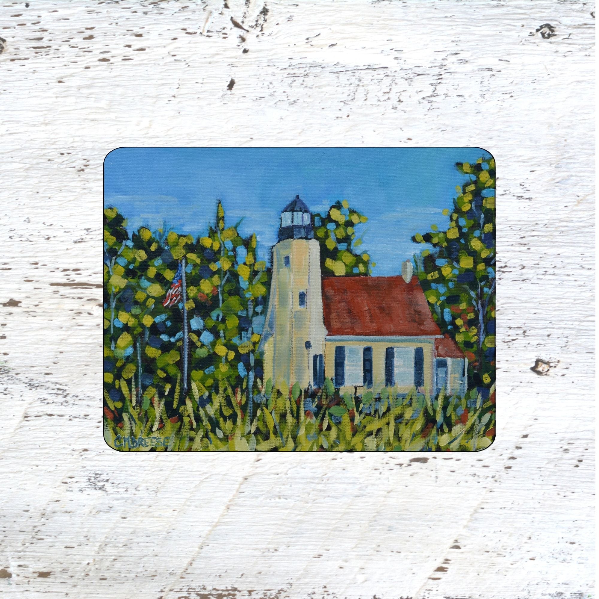 Mousepad: White Lake Lighthouse. Whitehall by Dreese Fine Art - Resin Society