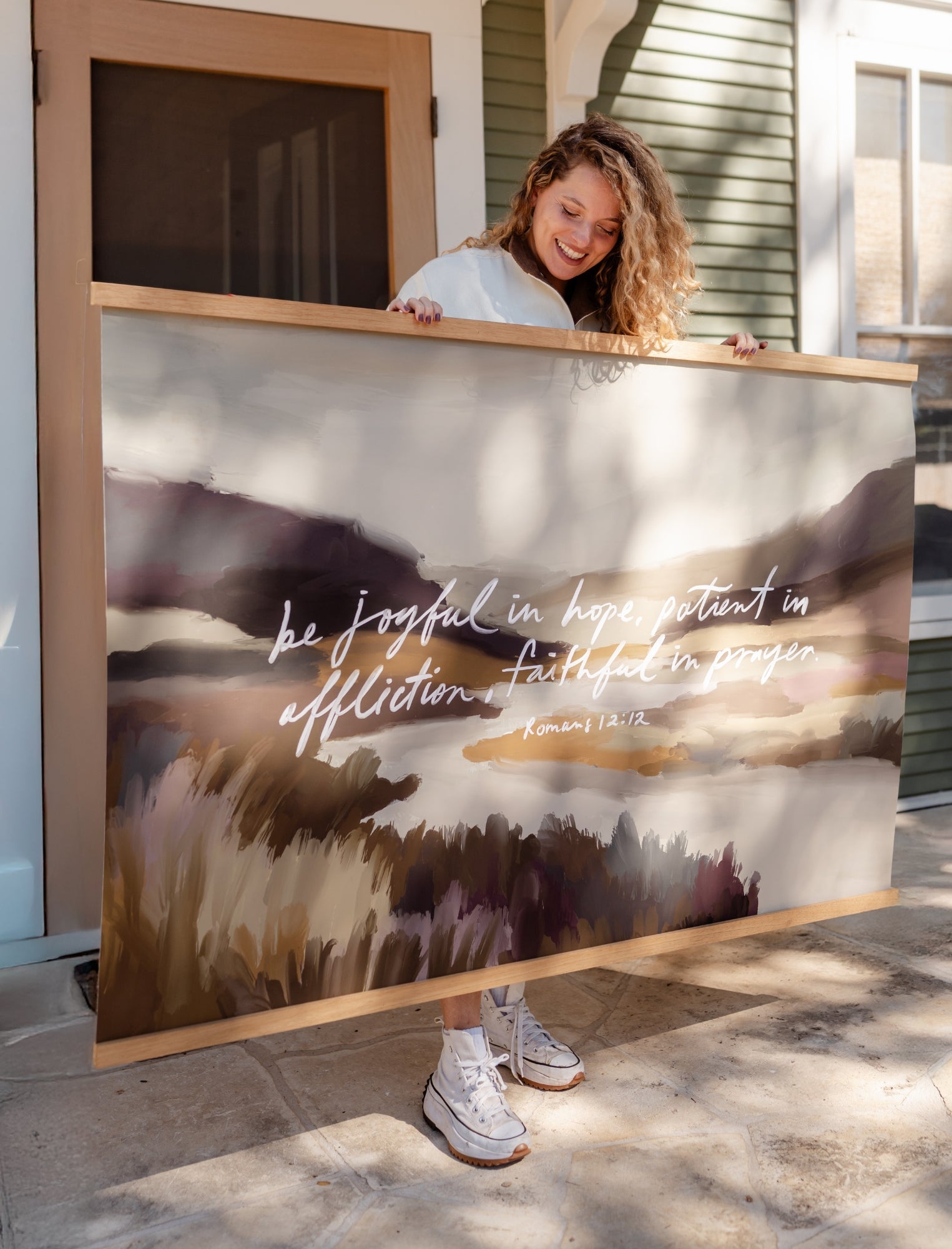 Large Canvas with Banner Wood: Be Joyful in Hope by jenessawaitshop - product image 2 for Resin Society