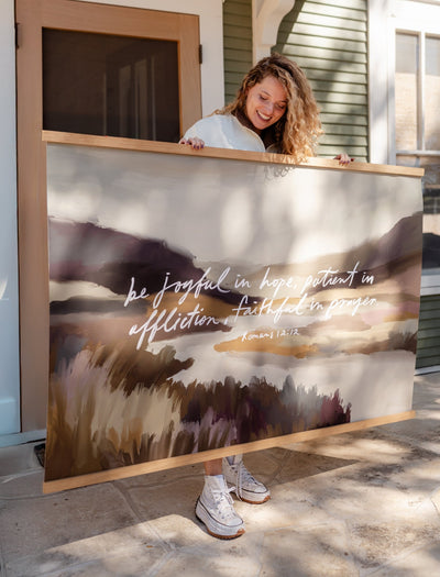 Large Canvas with Banner Wood: Be Joyful in Hope by jenessawaitshop - product image 2 for Resin Society