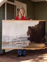 Large Canvas with Banner Wood: He leads me besides still waters by jenessawaitshop - main product image for Resin Society