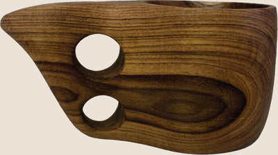 Teak Kuksa Coffee & Tea Mug resting on a wooden surface