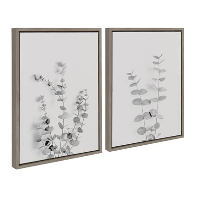 Sylvie Neutral Botanical 3 and 4 Soft White Framed Canvas by kateandlaurel - product image 6 for Resin Society