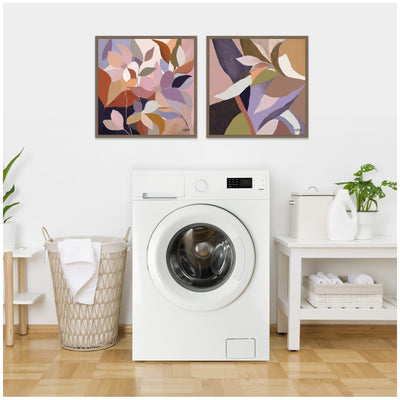 Sylvie Azure Leaves and Stems Framed Canvas Art Set by Inkheart Designs