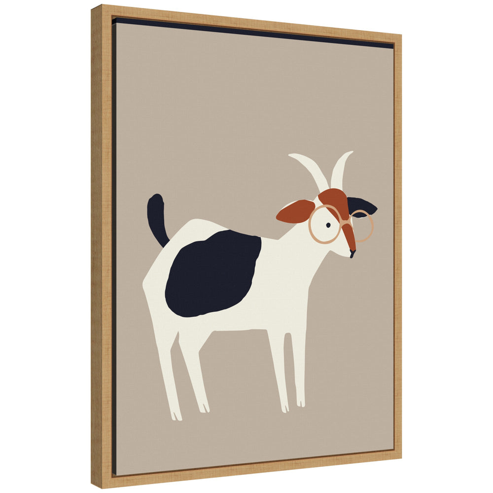 Sylvie Farm Goat Framed Canvas showing a detailed farm goat illustration by Hannah Beisang