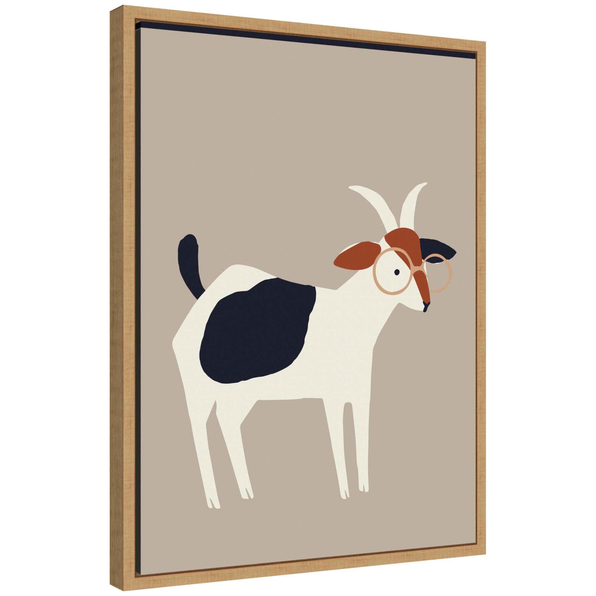 Sylvie Farm Goat Framed Canvas showing a detailed farm goat illustration by Hannah Beisang