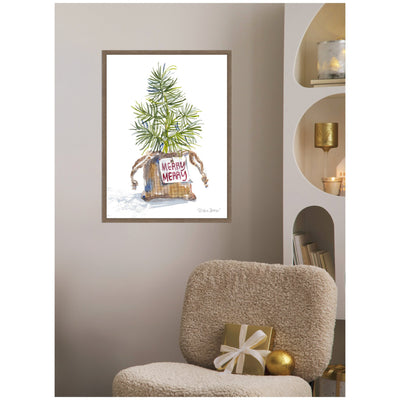 Sylvie Framed Canvas Merry Seedling In Burlap by Patricia Shaw