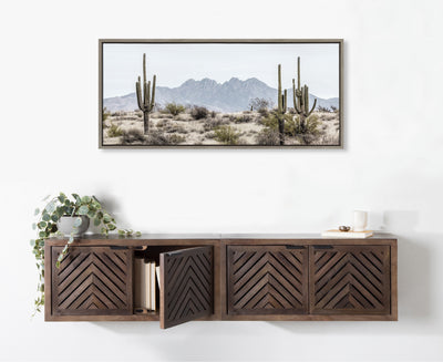 Sylvie Tall Saguaro Cacti Desert Mountain Framed Canvas by kateandlaurel - product image 17 for Resin Society