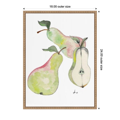 Sylvie Watercolor Green Pears Framed Canvas by Viola Kreczmer