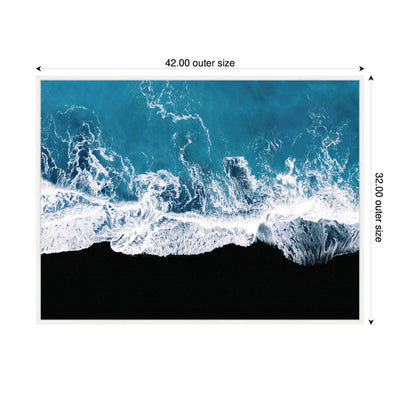 Sylvie Minimalist Ocean Waves on the Black Beach in Iceland Framed Canvas by Michael Schauer