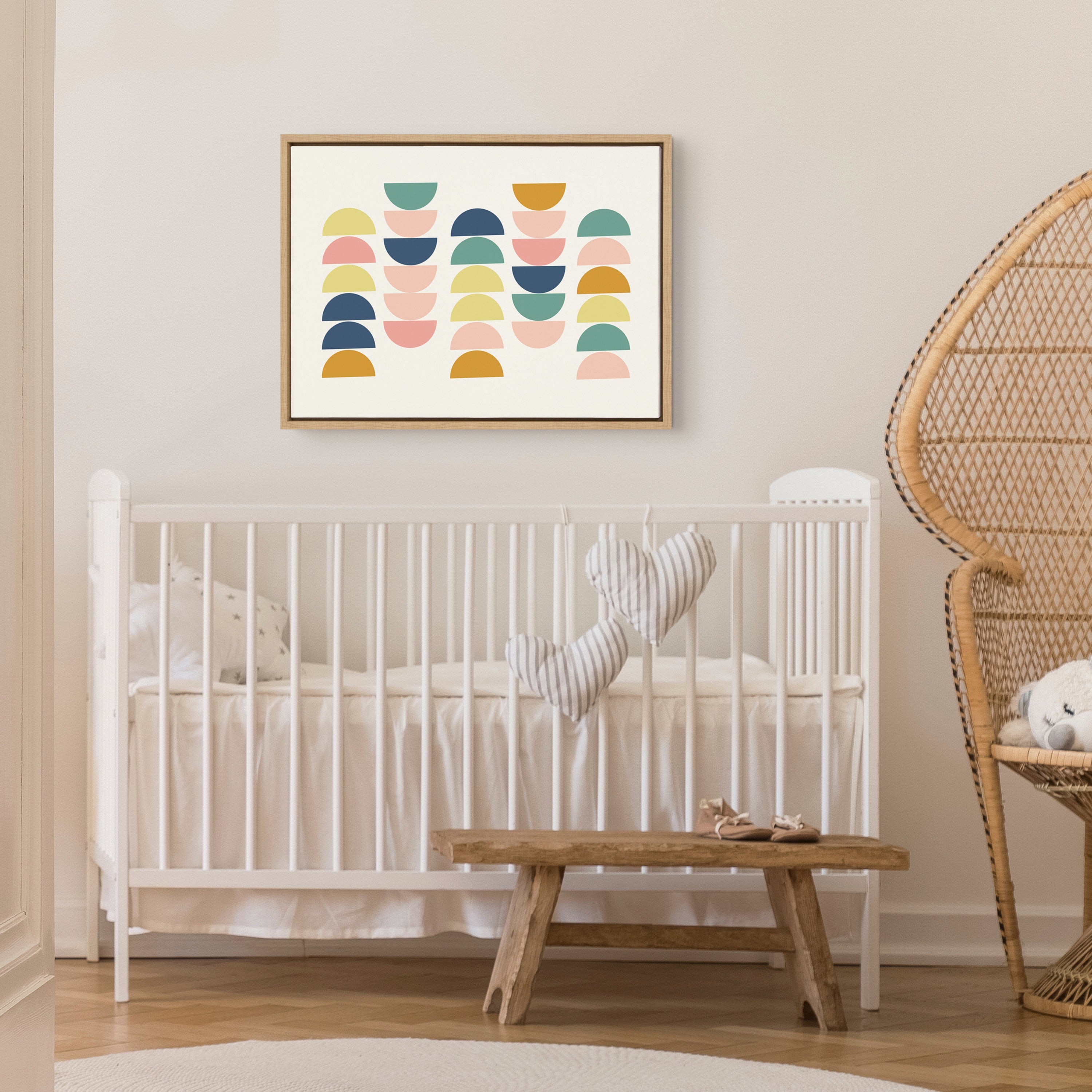 Sylvie Simple Shapes in Soft Colors Framed Canvas