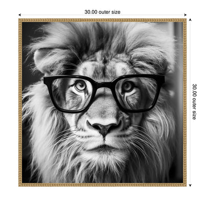 Sylvie Black and White Lion in Reading Glasses Framed Canvas by kateandlaurel - product image 7 for Resin Society