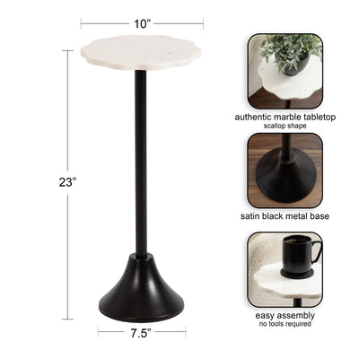 Sanzo Scalloped Marble and Metal Table