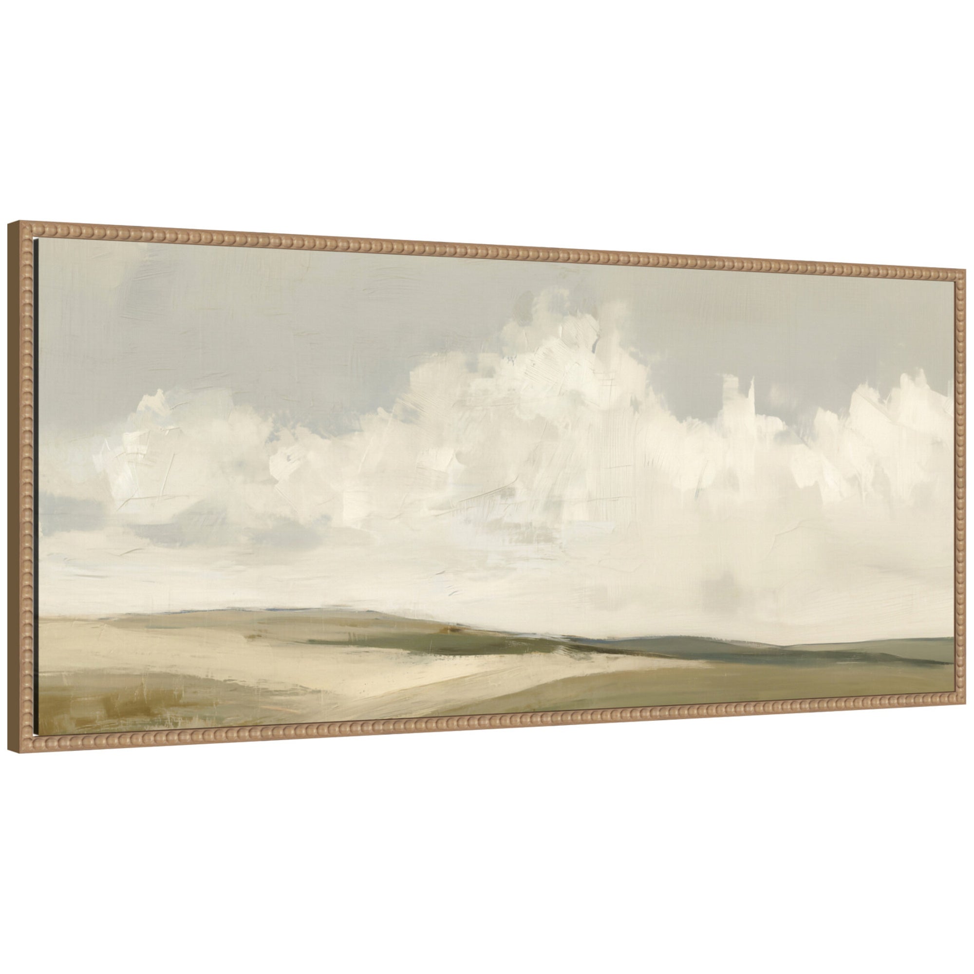 Framed canvas wall art titled Whispering Meadows I Panel by Amy Lighthall showing pastoral farmhouse scene in rustic beaded frame