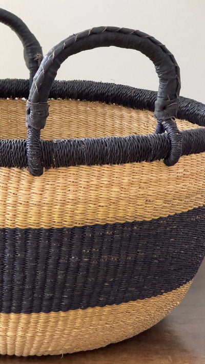 Plump and Pleasing Everything Basket - Natural w/ Black Stripes by Mbare Ltd - product image 2 for Resin Society