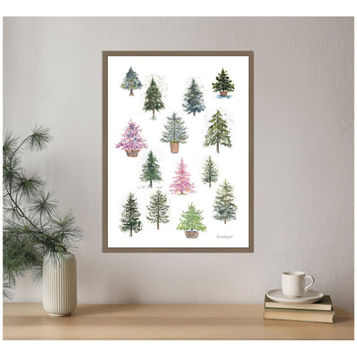 Sylvie Framed Canvas 12 Tiny Holiday Trees by Patricia Shaw