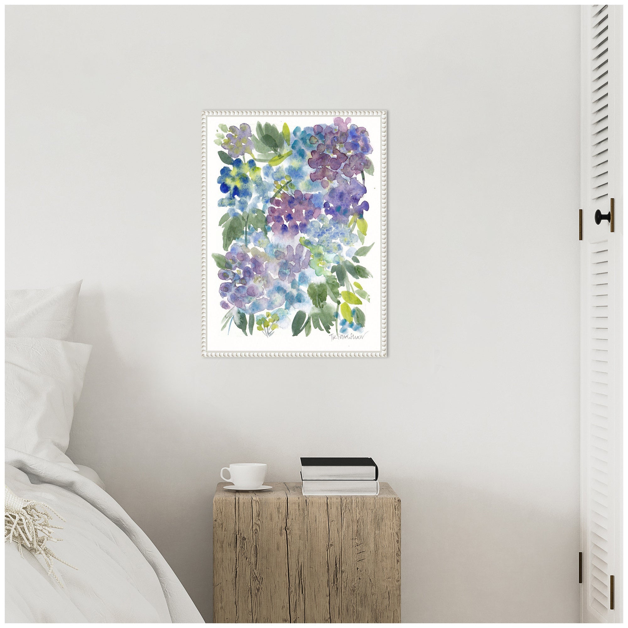 Sylvie Watercolor Purple Hydrafloral Framed Canvas by Patricia Shaw