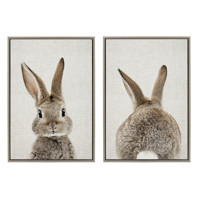 Sylvie Bunny Portrait and Bunny Tail Framed Canvas Art Set by Amy Peterson Art Studio