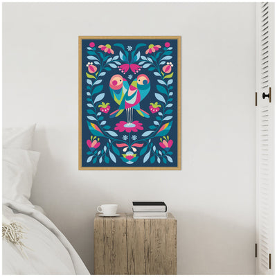 Sylvie Love Birds Framed Canvas by Rachel Lee