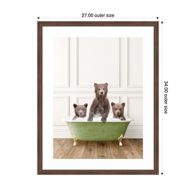 Three Bear Cubs in Transitional Bathtub by Amy Peterson Framed Wall Art Print