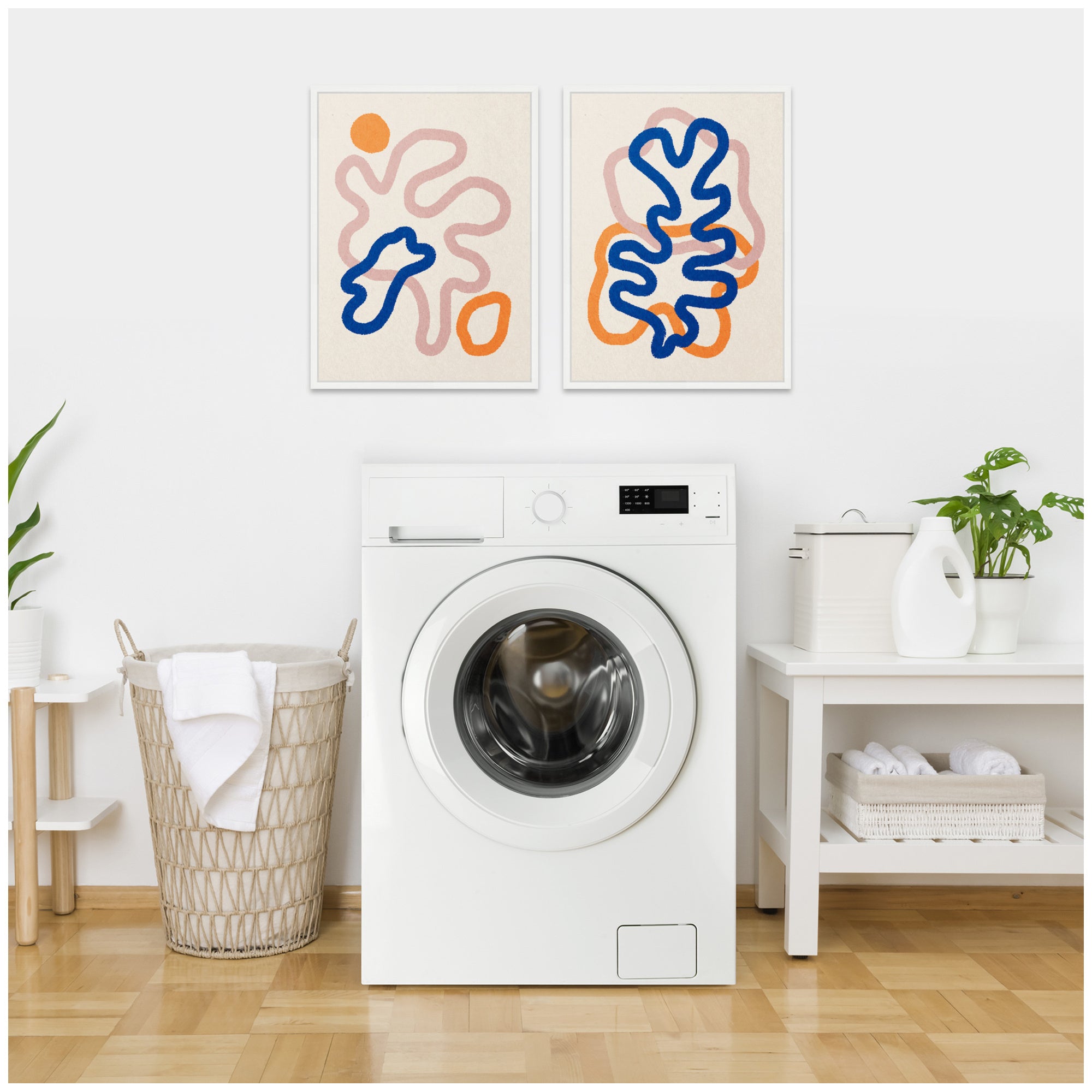 Sylvie Abstract Line Art 1 and 2 Framed Canvas Art Set by July Art Prints