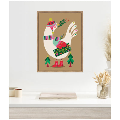 Sylvie Beaded Festive Dove Framed Canvas