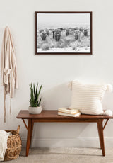 Sylvie Herd of Highland Cows Black and White Framed Canvas by The