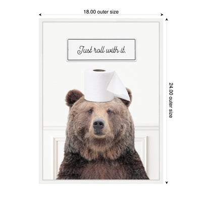Sylvie Bear Just Roll with It Bathroom Framed Canvas by Amy Peterson