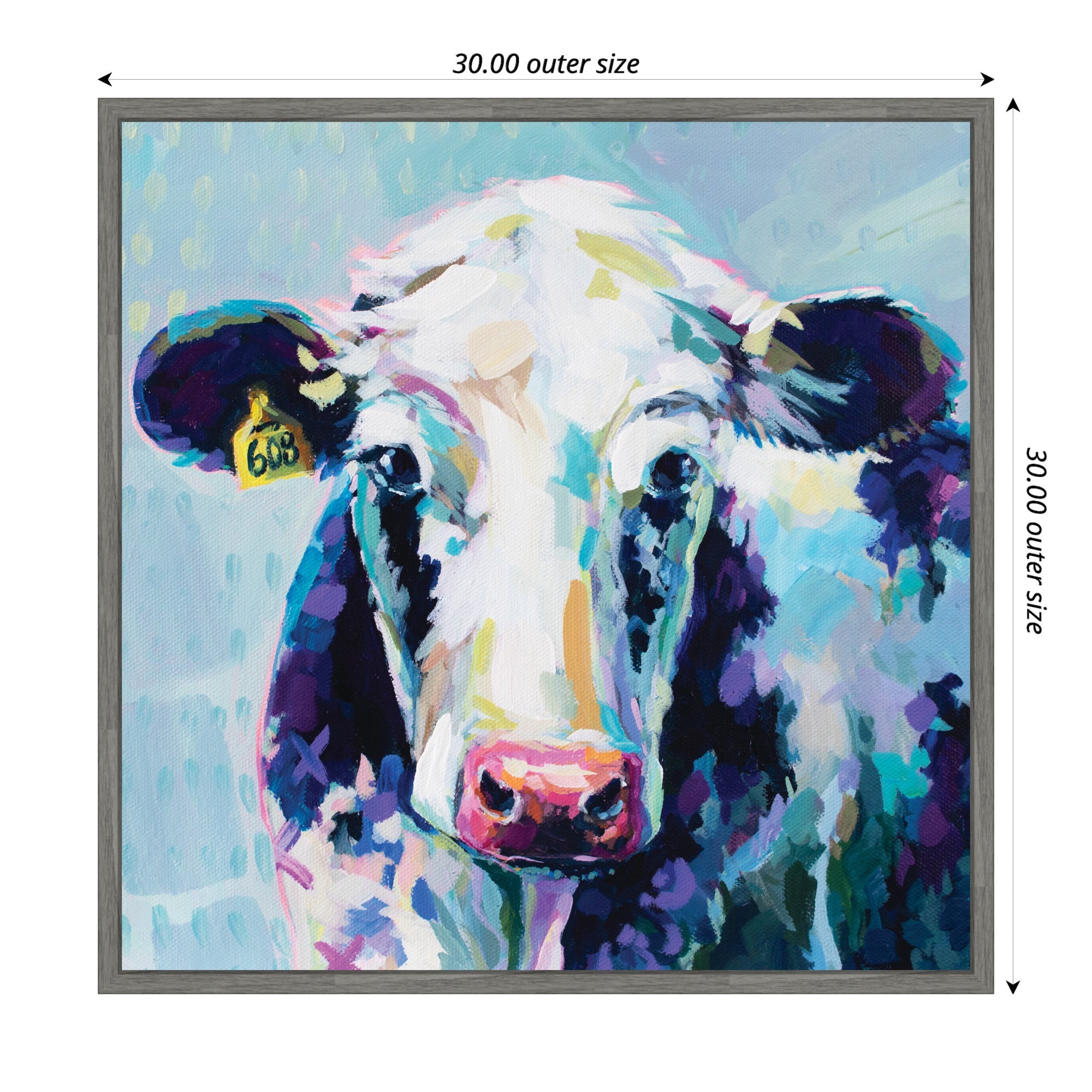 Sylvie 608 Cow Framed Canvas by Rachel Christopoulos