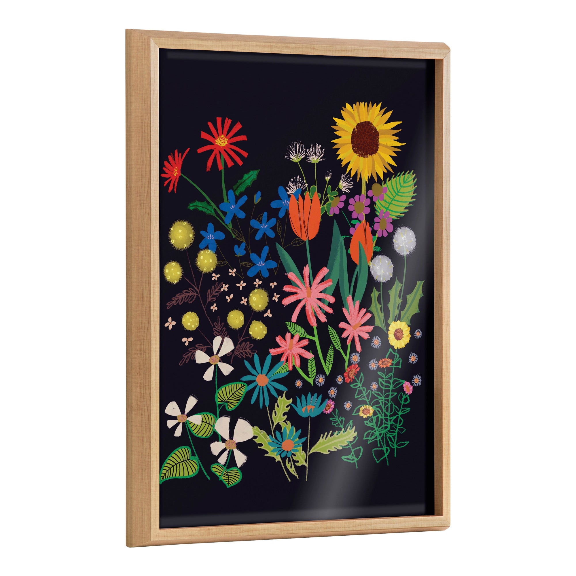 Blake Dark Flora Framed Printed Glass by Hannah Beisang by kateandlaurel - main product image for Resin Society