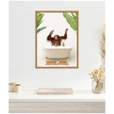 Sylvie Orangutan in Bali Bathtub Framed Canvas by Amy Peterson