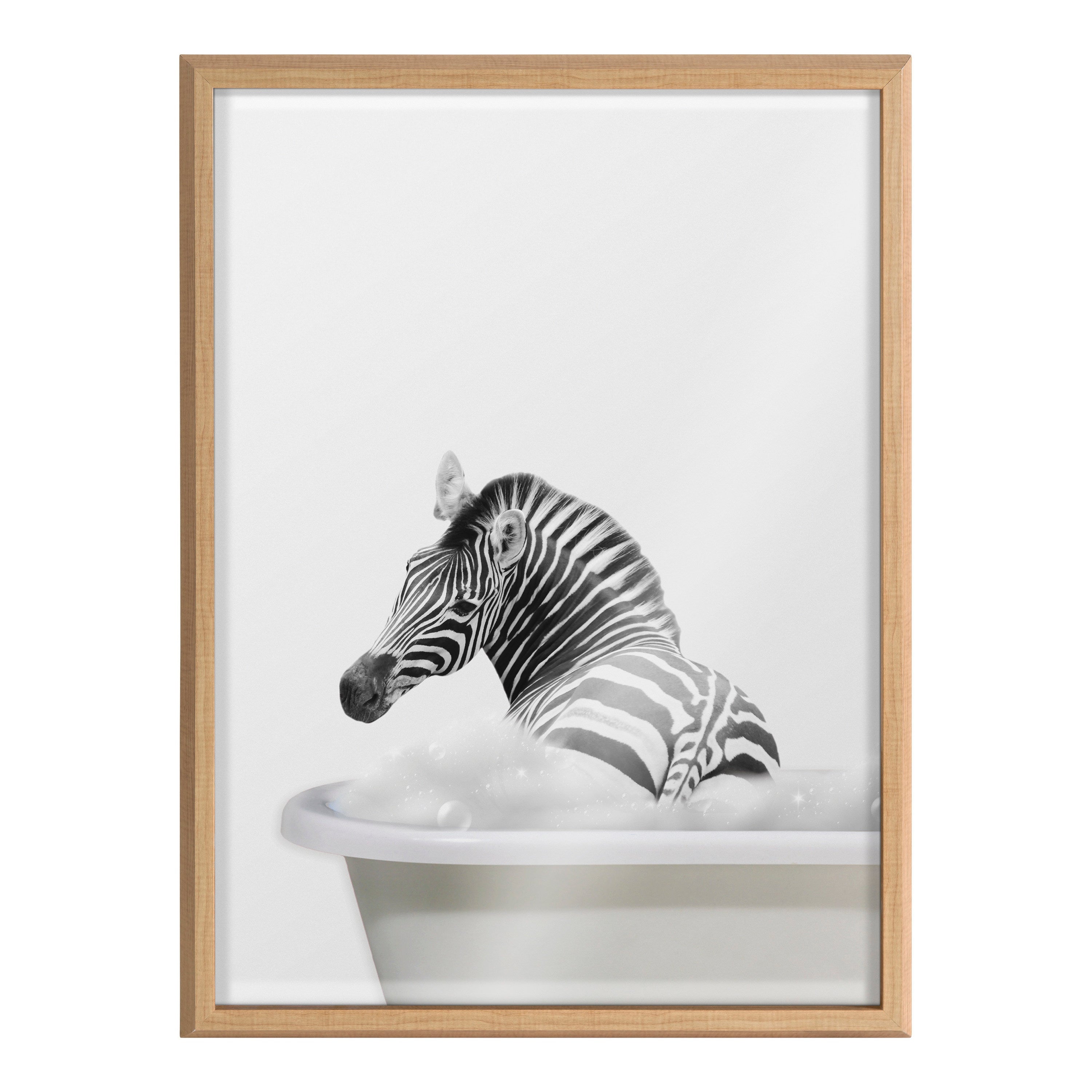 Blake Bathroom Bubble Bath Zebra Framed Printed Glass by The Creative by kateandlaurel - product image 2 for Resin Society