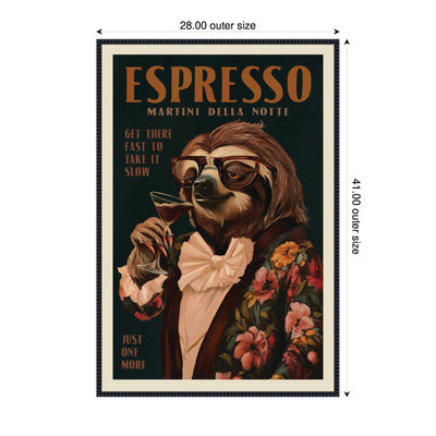 WG Espresso Sloth by The Whiskey Ginger Framed Canvas Wall Art Print