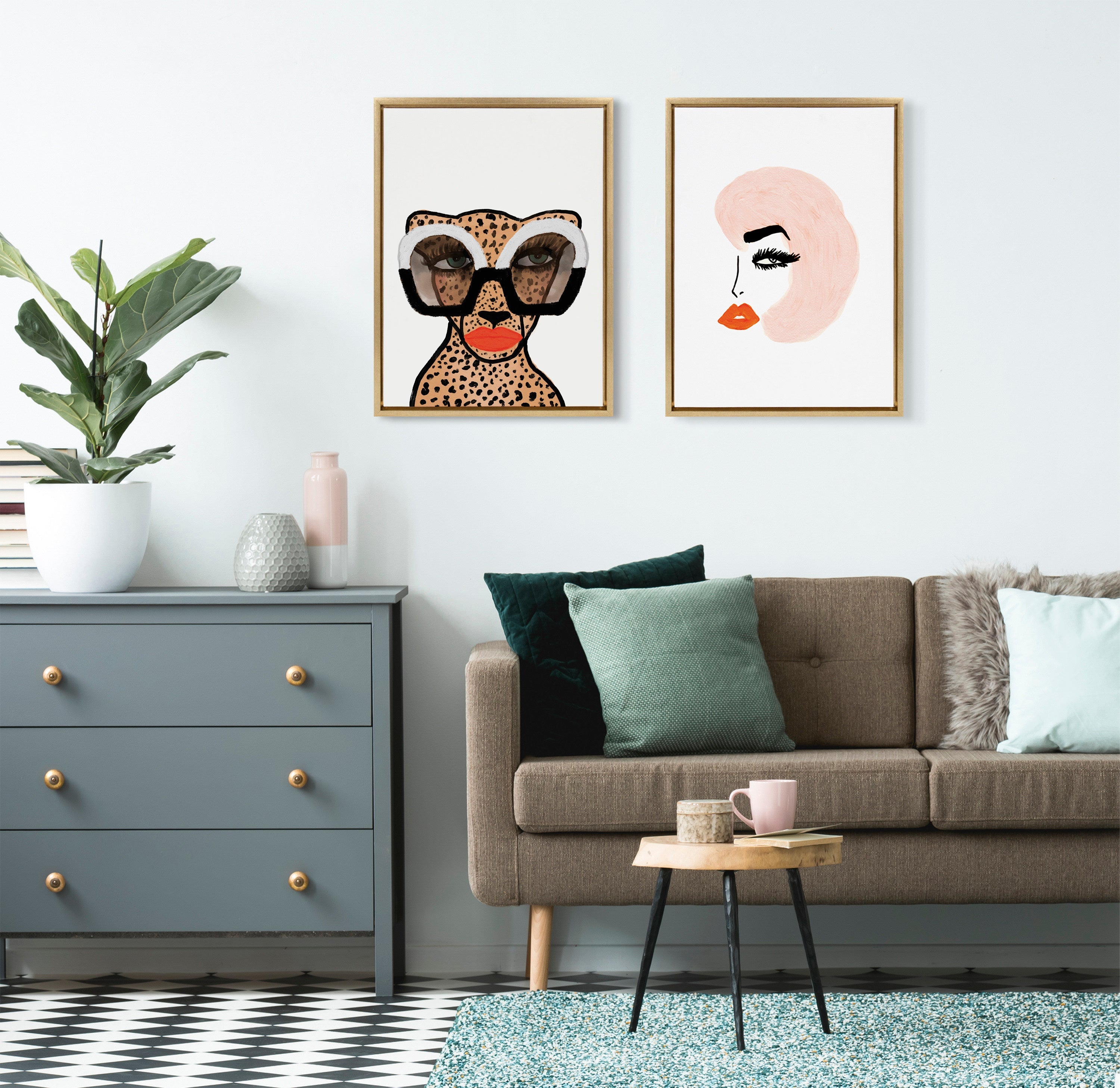 Sylvie Cheetah 4 Framed Canvas by Kendra Dandy of Bouffants and Broken Hearts
