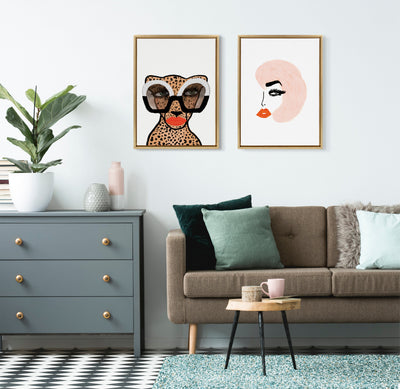 Sylvie Cheetah 4 Framed Canvas by Kendra Dandy of Bouffants and Broken Hearts
