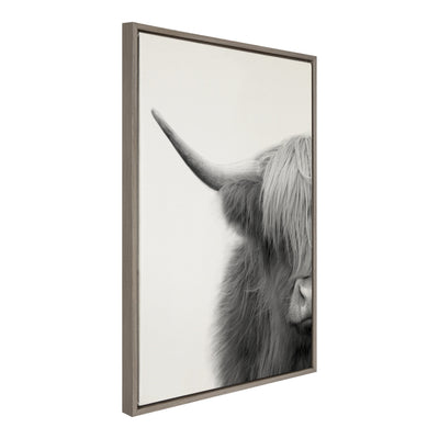 Sylvie Hey Dude Highland Cow Crop Framed Canvas by The Creative Bunch