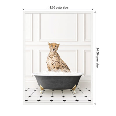 Sylvie Cheetah in Classic Black and White Bathtub Framed Canvas by Amy Peterson