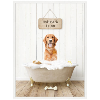 Sylvie Amber Retriever in Farmhouse Hot Bath Framed Canvas by Amy Peterson