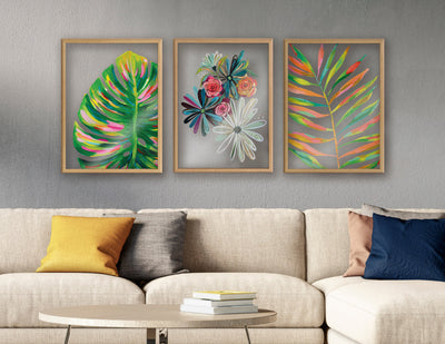 Blake Flowers on Glass 2 Whole Flowers Framed Printed Art