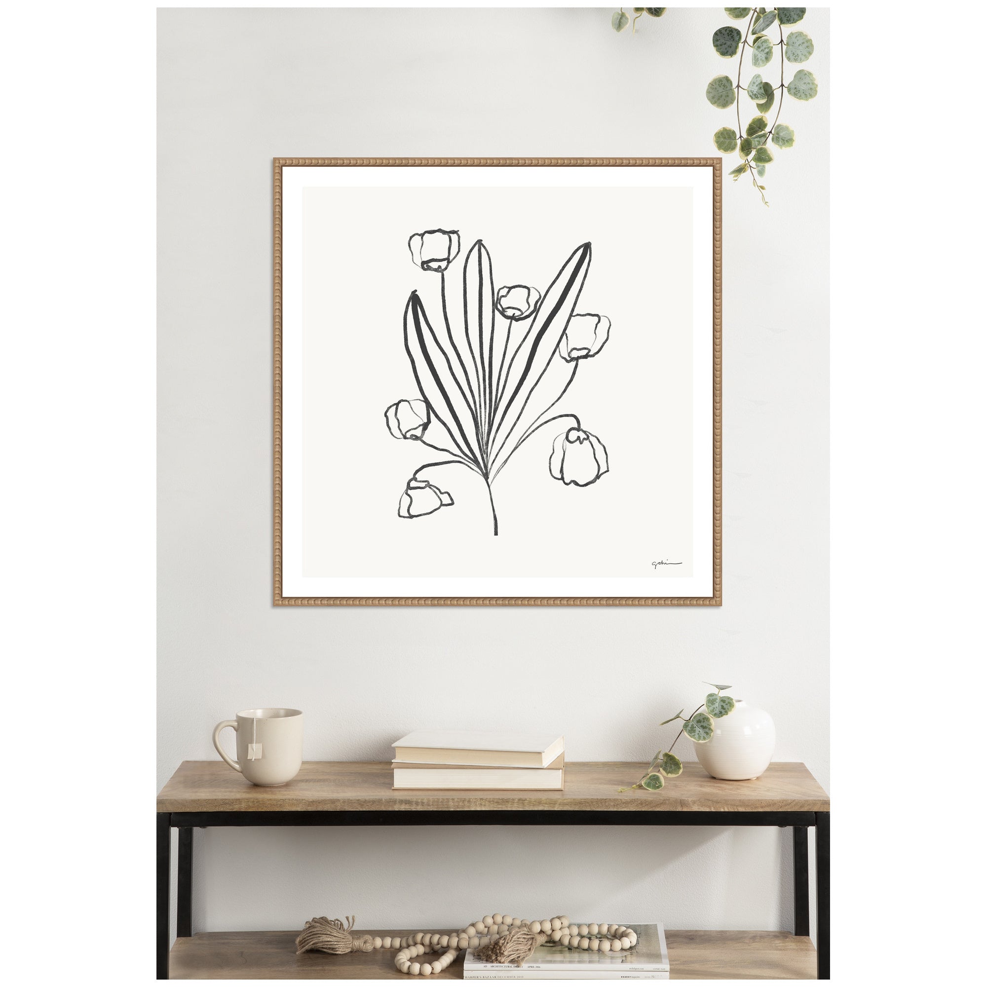 Floral Bouquet by Gabrielly Guedes Framed Canvas Wall Art Print