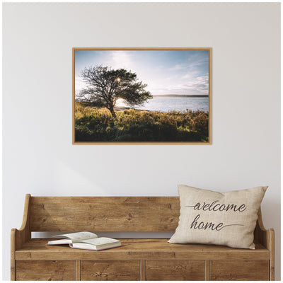Sylvie Coastal Serene Sunset Tree Landscape Framed Canvas by Patricia Hasz
