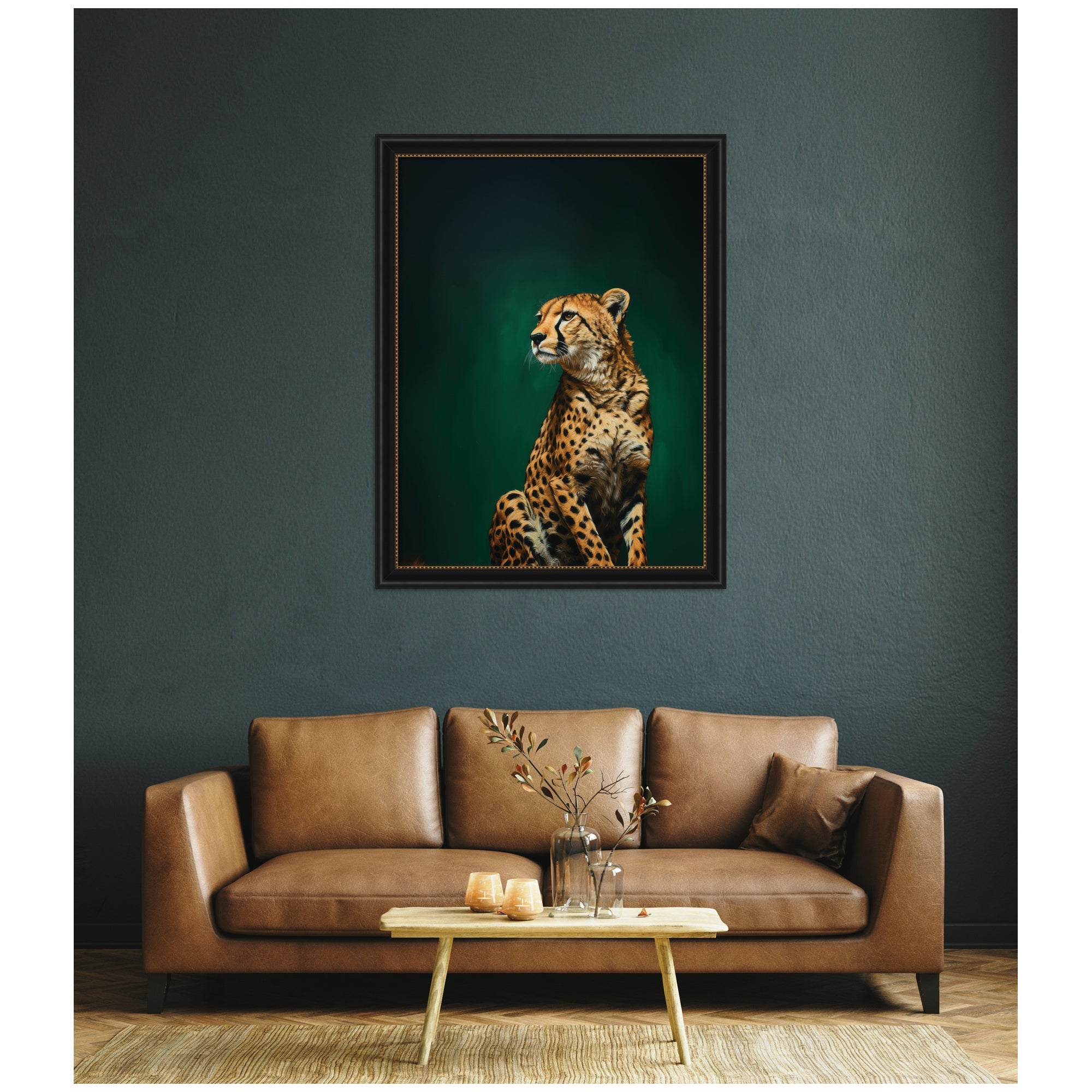 Twilight Emerald Green Leopard by The Creative Bunch Studio Framed Wall Art Print