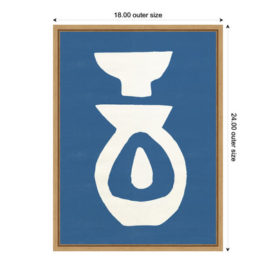 Sylvie Ceramic Blue Beige 1 Framed Canvas by Rocket Jack