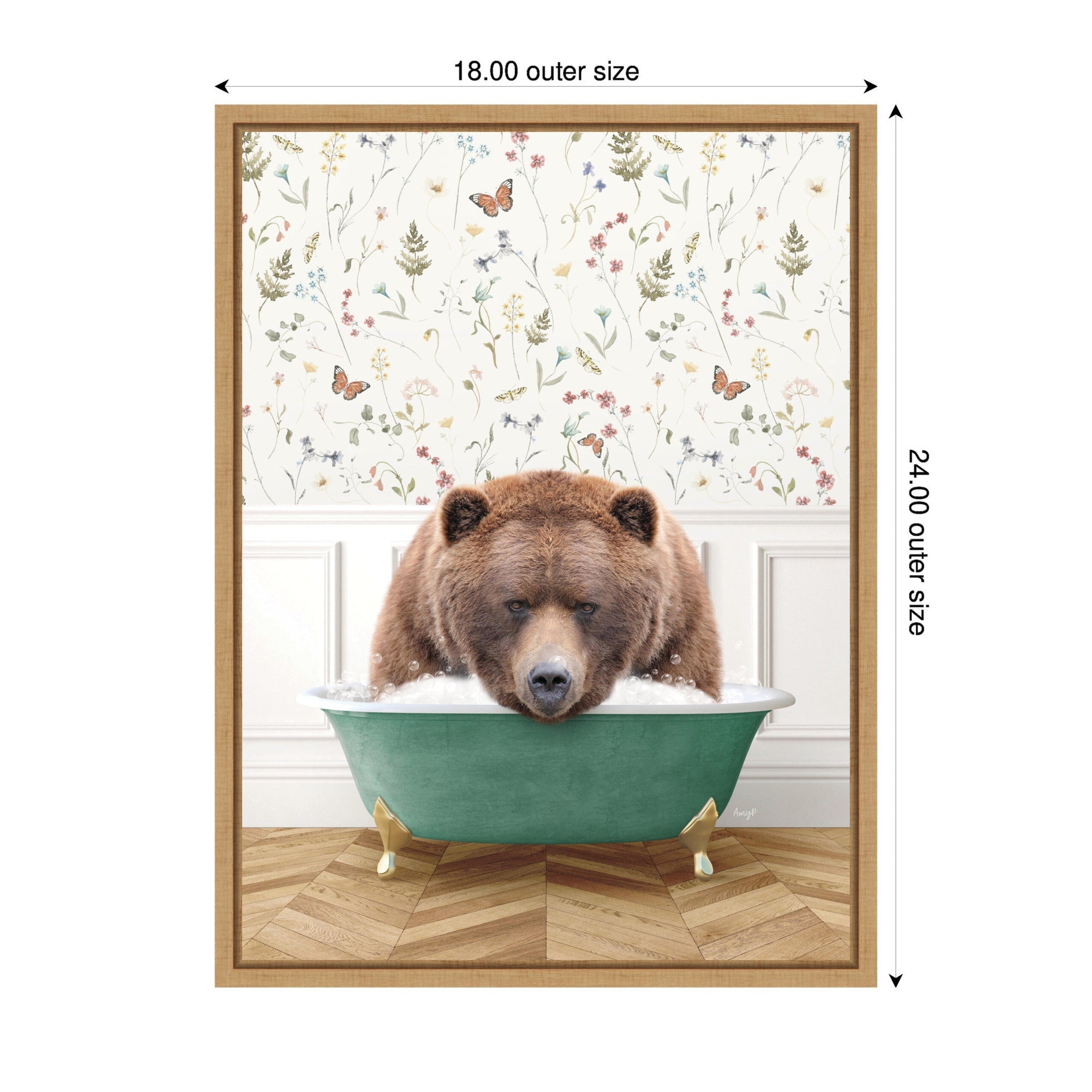 Sylvie Big Bear in Meadow Bathtub Framed Canvas by Amy Peterson