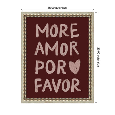 More Amor Por Favor Hand Painted Typography Maroon by Lucky Guava Framed Wall Art Print