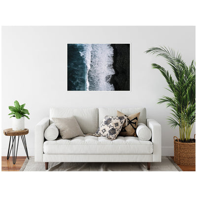 Sylvie Ocean Waves on the Black Beach in Iceland Framed Canvas by Michael Schauer