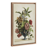 Sylvie Beaded Vase of Flowers, 1660 framed canvas art showing a vase of flowers in a vintage beaded frame