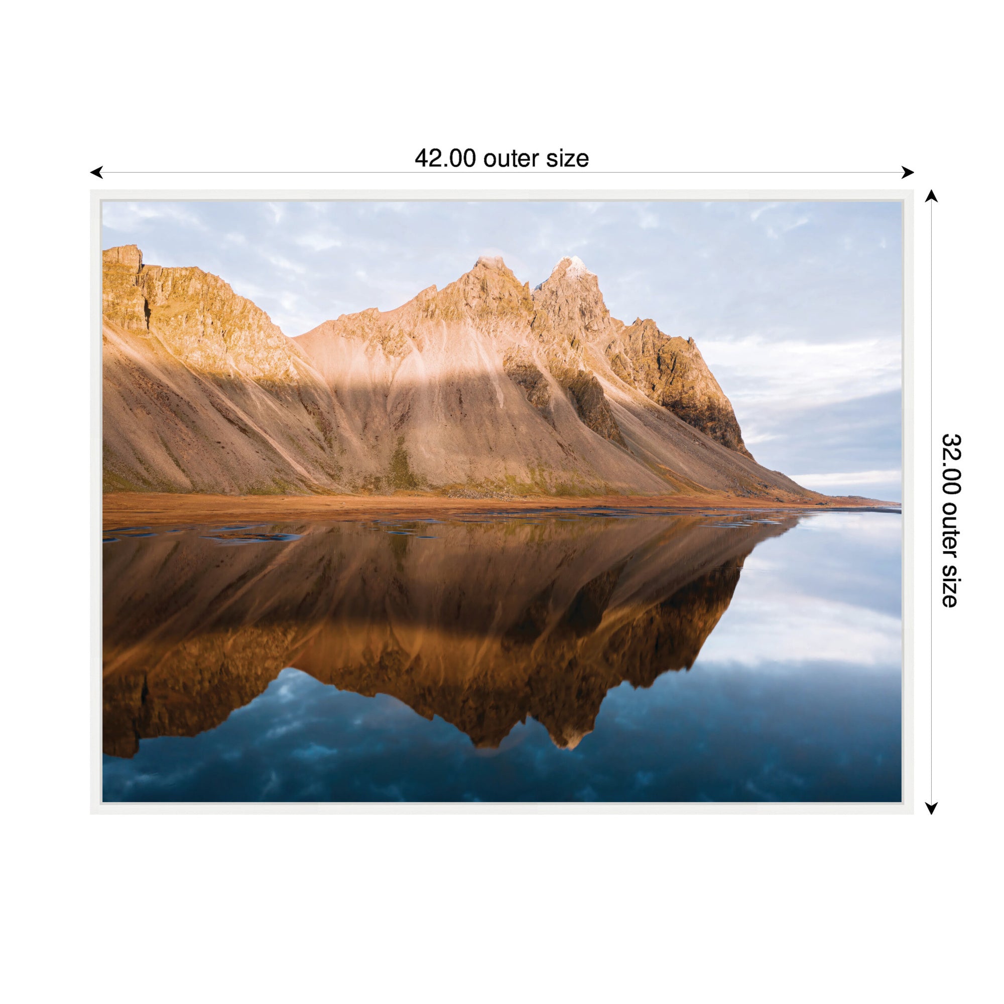 Sylvie Mountain Reflection in Iceland during Sunset Framed Canvas by Michael Schauer