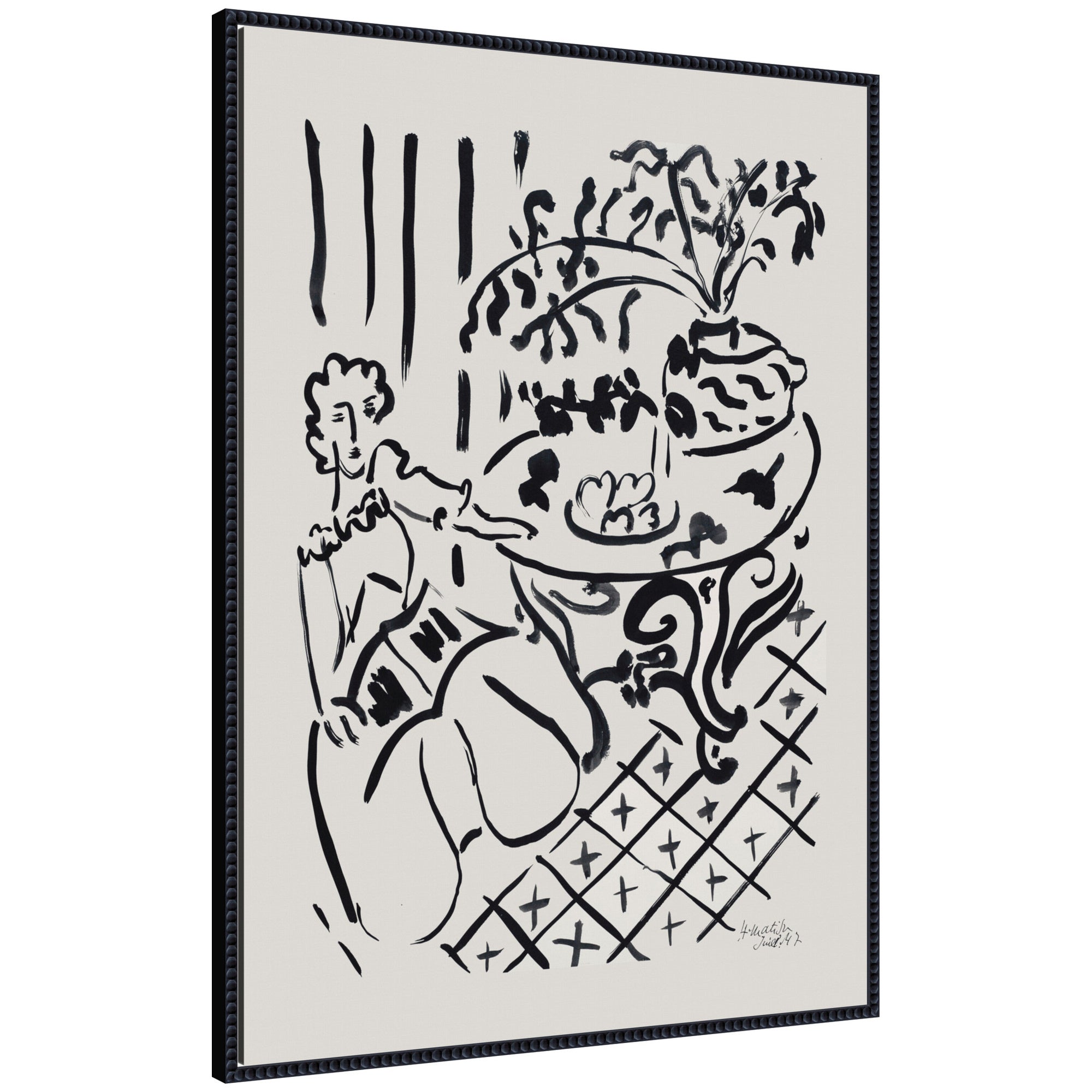 Fille assise a table 1947 Henri Matisse by Nostalgia Prints Framed Canvas Wall Art Print