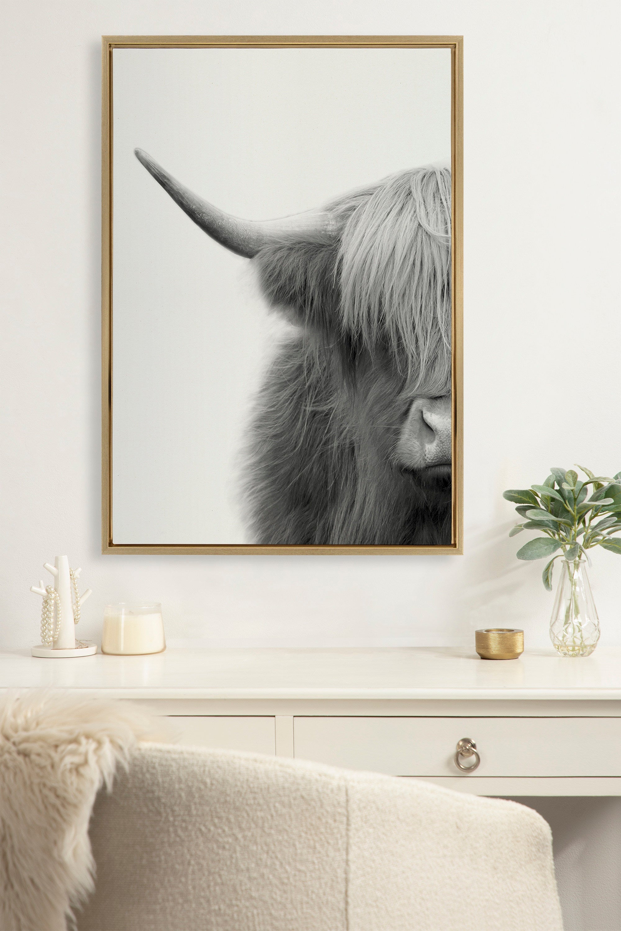 Sylvie Hey Dude Highland Cow Crop Framed Canvas by kateandlaurel - product image 19 for Resin Society