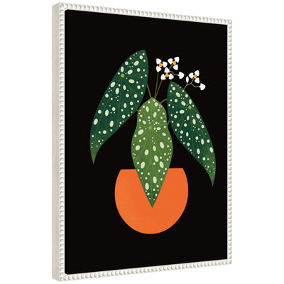 Sylvie Polka Dot Begonia floral art printed on gallery-wrapped canvas with a vintage beaded frame by Amber Leaders